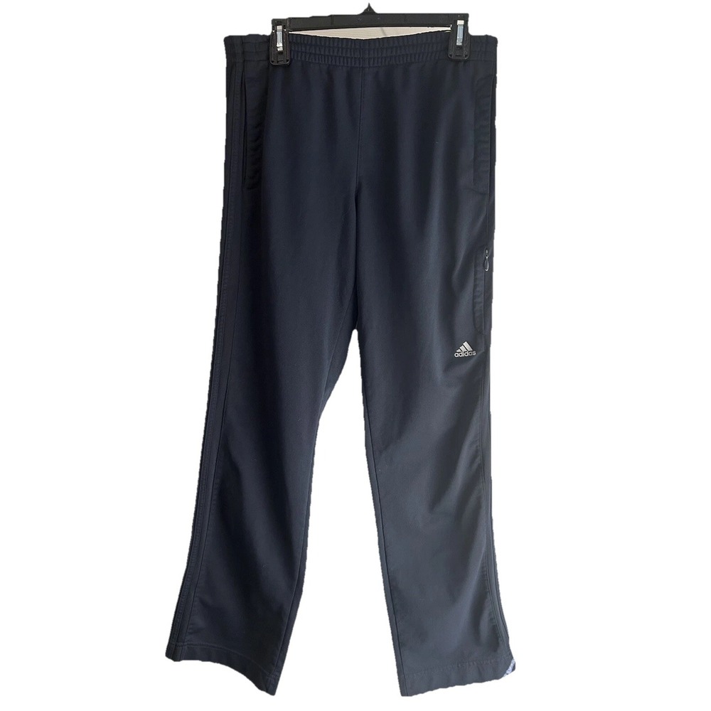 Adidas‎ Track Pants Men Large Black Excellent 3-Stripe Zip Pockets
